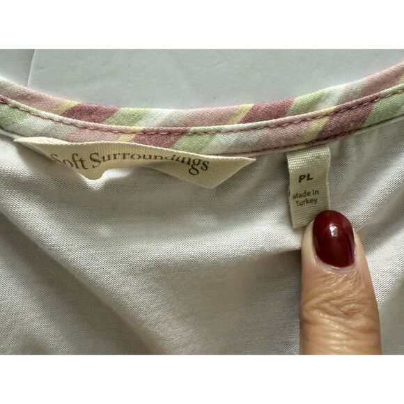 Soft Surrounding Adela Faint Pink Floral V Neck Long Sleeve Tunic Top Sz PL - Picture 5 of 8